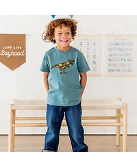 Sweet Wink Toddler Boys (2T- 4T) Camo Dino Patch Short Sleeve T-Shirt