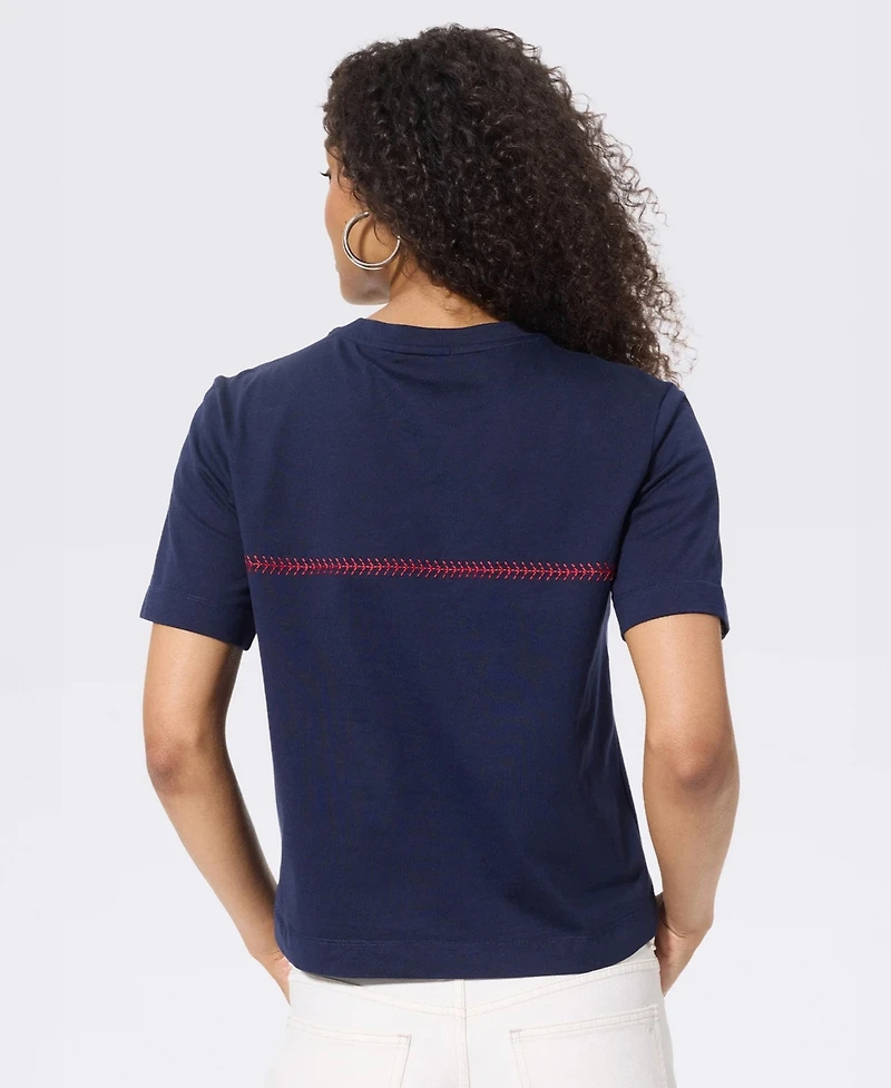 Terez Women's New York Yankees Baseball-Stitch T-Shirt