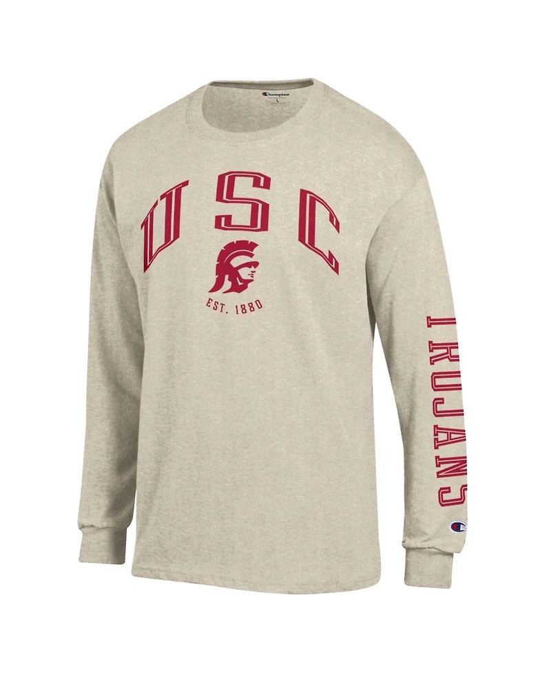 Champion Men's Usc Trojans Neutral Arch Long-Sleeve Classic Fit Crewneck T-Shirt