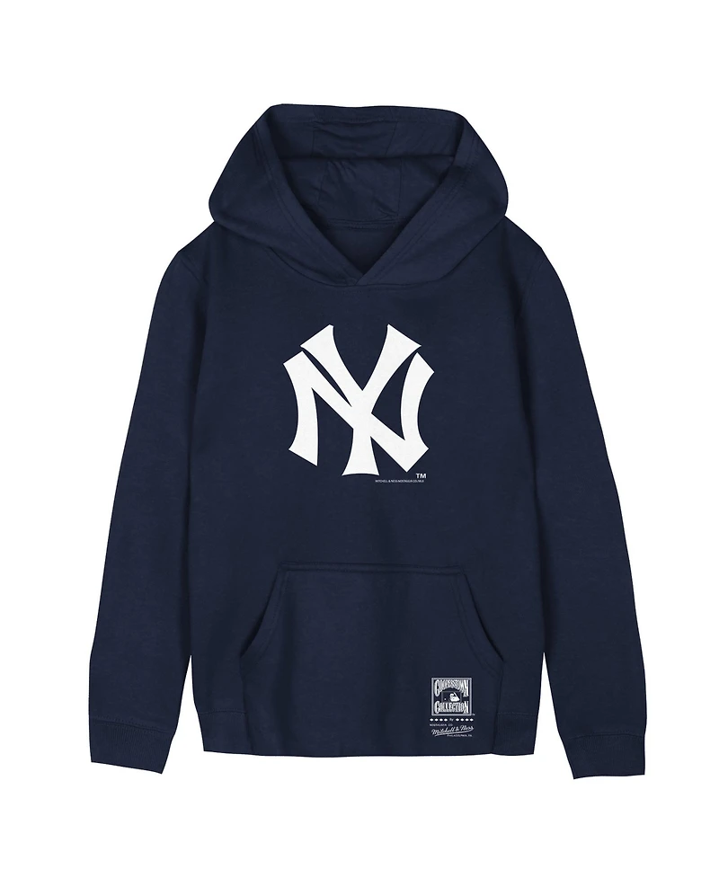 Mitchell & Ness Big Boys and Girls Navy New York Yankees Retro Logo Hoodie