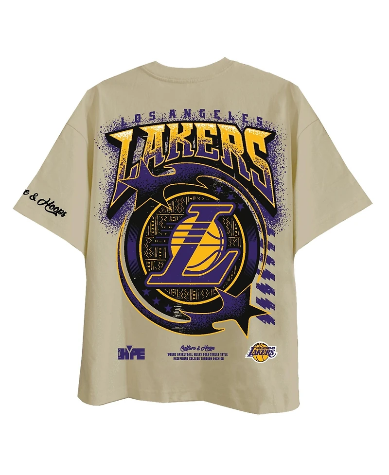Two Hype Men's Los Angeles Lakers Drip Dime Elevated Drop-Shoulder Crew-Neck T-Shirt