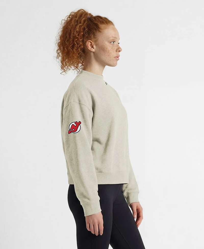 Champion Women's New Jersey Devils Collar Script Triumph Fleece Pullover Crewneck Sweatshirt