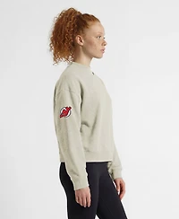 Champion Women's New Jersey Devils Collar Script Triumph Fleece Pullover Crewneck Sweatshirt