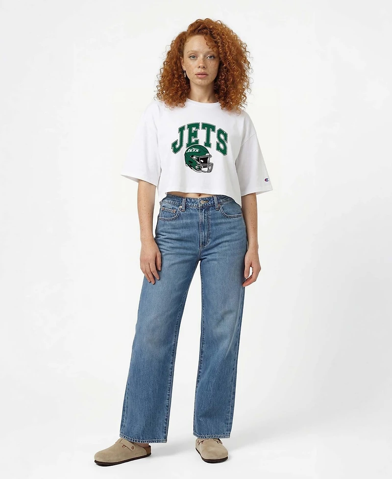 Champion Women's New York Jets Boyfriend Cropped Graphic T-Shirt