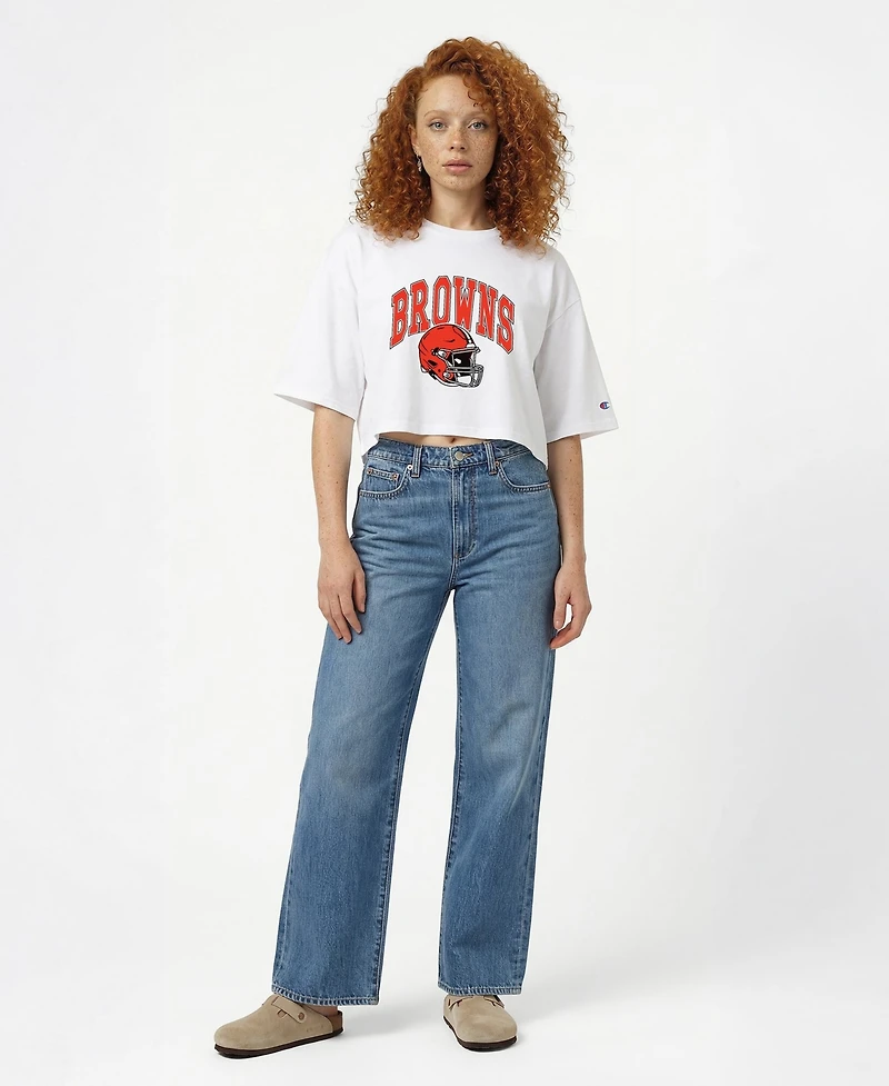 Champion Women's Cleveland Browns Oversized Cropped T-Shirt