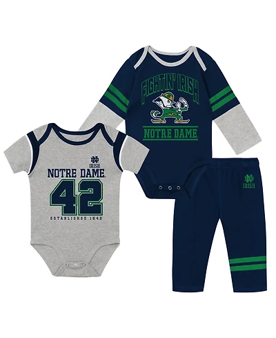 Outerstuff Baby Boys and Girls 3-Piece Notre Dame Fighting Irish Double Up Bodysuits Pants