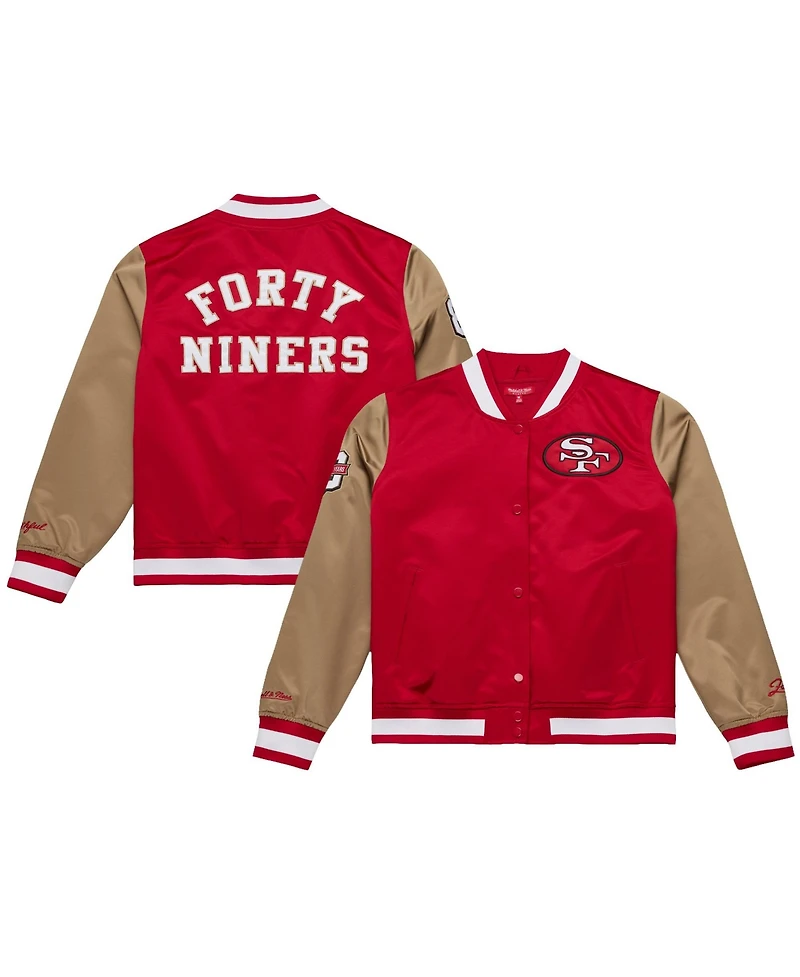 Mitchell & Ness Women's Scarlet/Gold San Francisco 49ers 80th Anniversary Satin Full-Snap Jacket