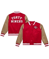 Mitchell & Ness Women's Scarlet/Gold San Francisco 49ers 80th Anniversary Satin Full-Snap Jacket