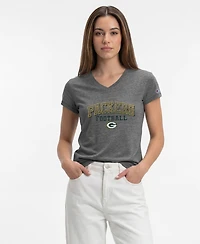 Champion Women's Green Bay Packers Triumph Tri-Blend Distressed V-Neck T-Shirt