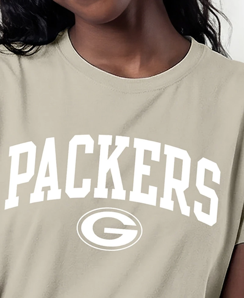 Champion Women's Cocoa Butter Green Bay Packers Screen Print Graphics T-Shirt