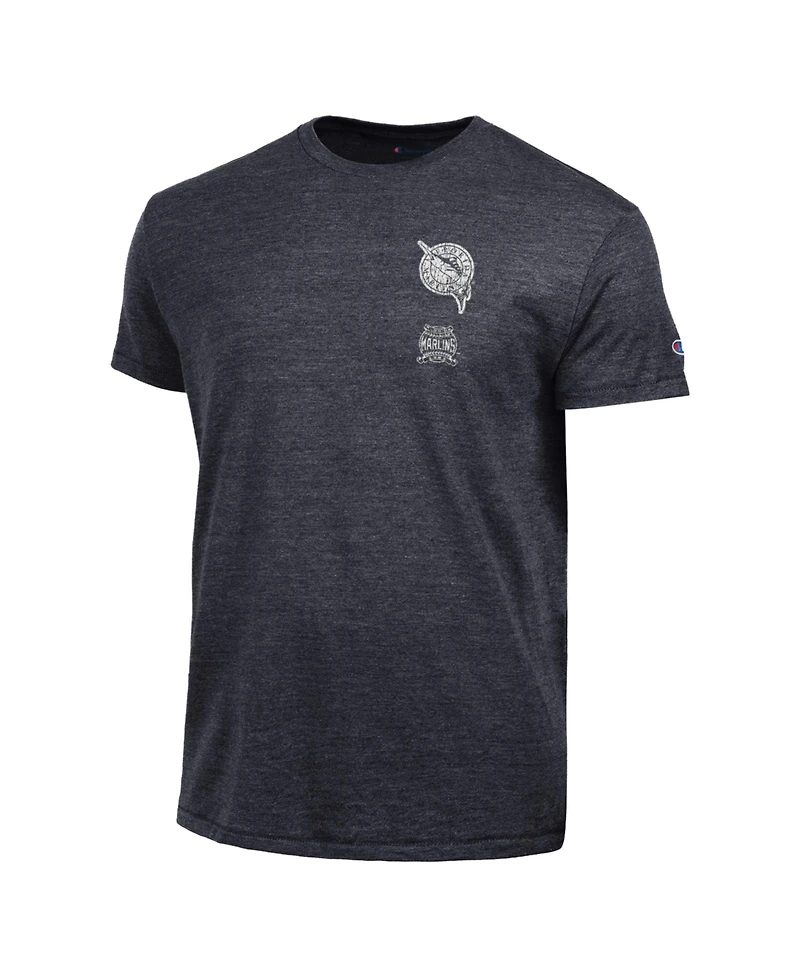 Champion Men's Miami Marlins Vintage Tri-Blend Classic-Fit Graphic T-Shirt