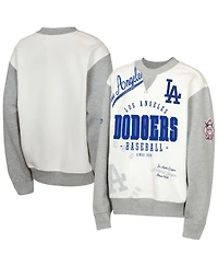 Outerstuff Big Boys and Girls Cream/Gray Los Angeles Dodgers League Power Hit Fleece Sweatshirt