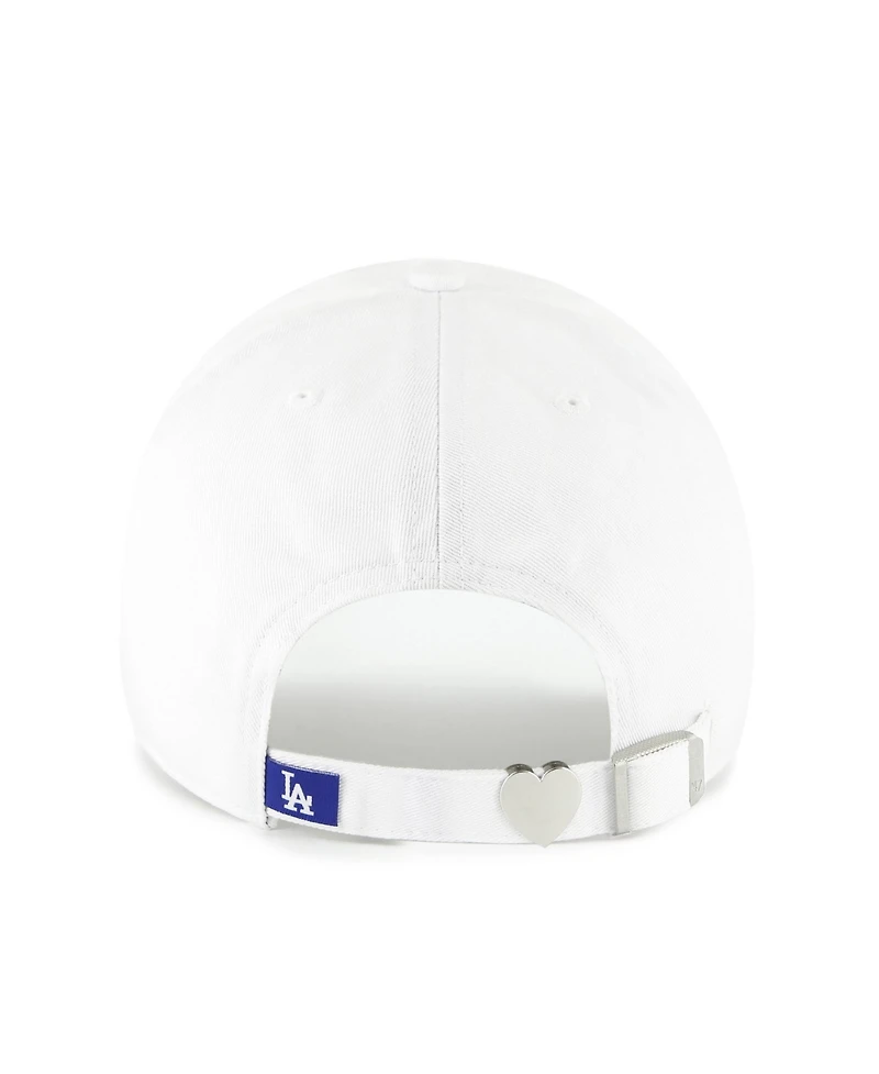 '47 Brand Women's White Los Angeles Dodgers Trendy Script Clean Up Adjustable Hat