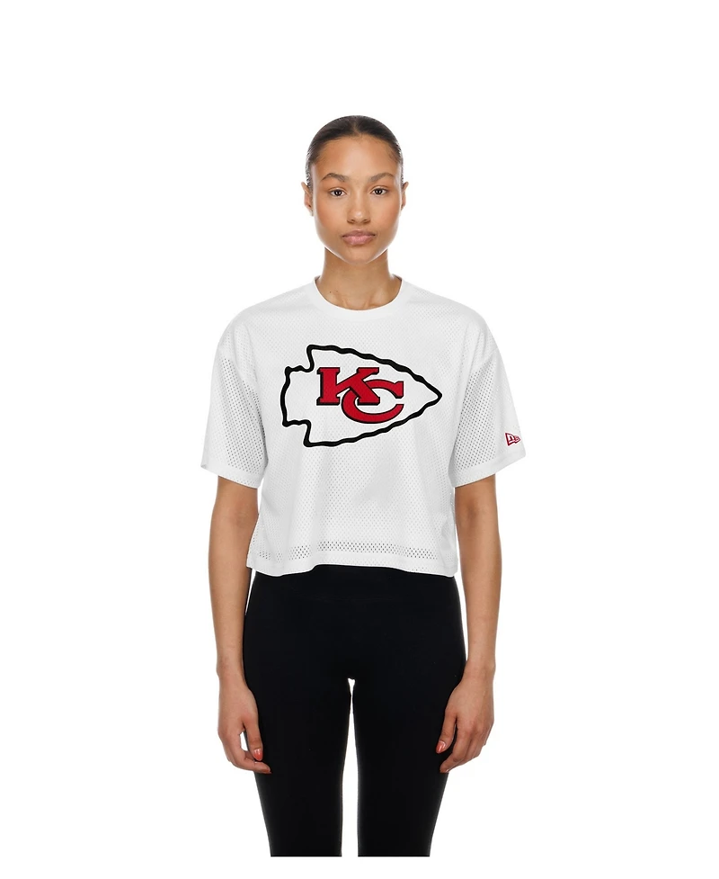 New Era Women's Kansas City Chiefs Cropped Boxy Mesh T-Shirt