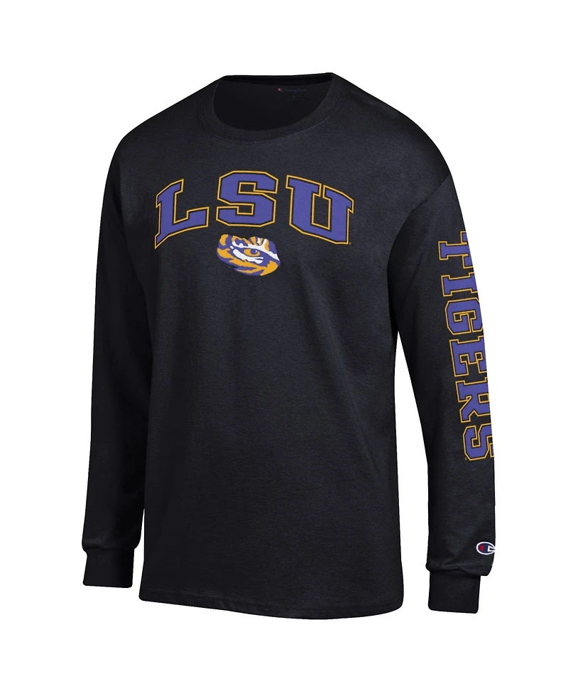 Champion Men's Black Lsu Tigers Arch Over Logo 2-Hit Long Sleeve T-Shirt