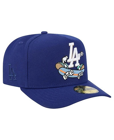 New Era Men's Dark Blue Los Angeles Dodgers Cartoon A-Frame 59FIFTY Fitted Hat