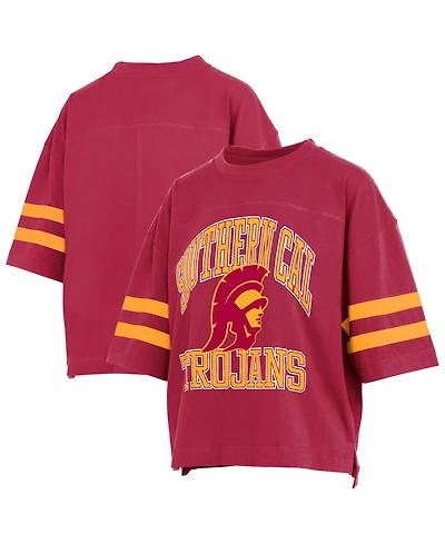 Pressbox Women's Usc Trojans Wayne Tyler Cropped Oversized Crewneck T-Shirt