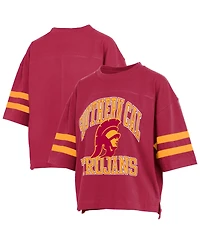 Pressbox Women's Usc Trojans Wayne Tyler Cropped Oversized Crewneck T-Shirt