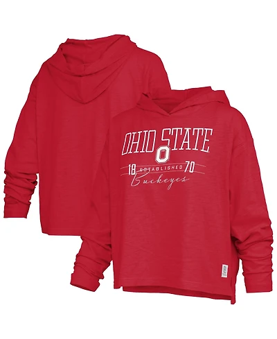Pressbox Women's Ohio State Buckeyes Castillo Slub Hooded Long-Sleeve T-Shirt