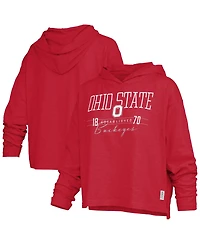 Pressbox Women's Ohio State Buckeyes Castillo Slub Hooded Long-Sleeve T-Shirt