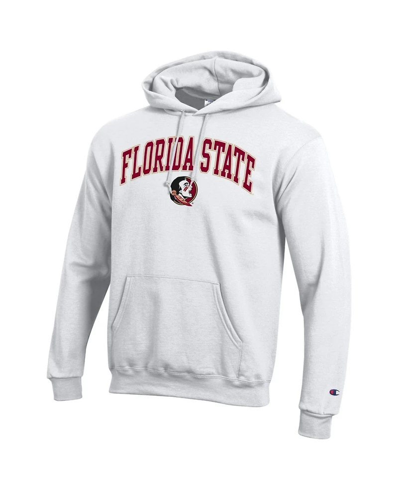 Champion Men's White Florida State Seminoles Arch Over Logo Pullover Hoodie