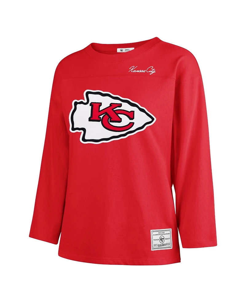 '47 Brand Women's Kansas City Chiefs Game Nod Timeless Long-Sleeve Crewneck Heavyweight Cotton T-Shirt
