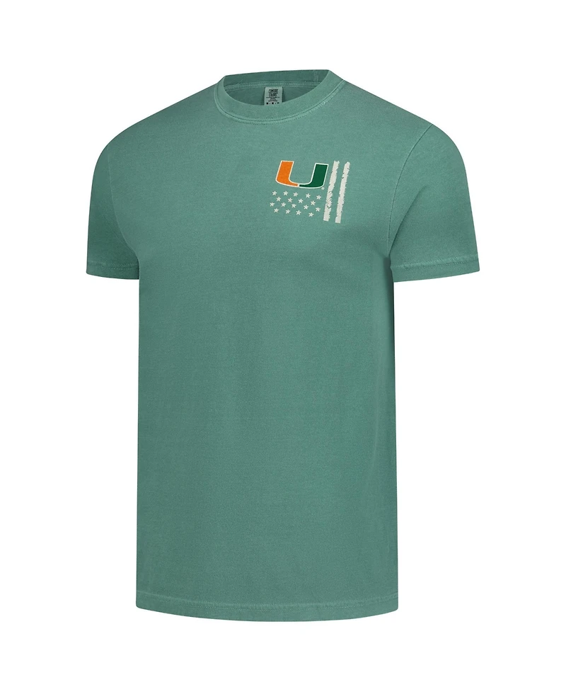 Image One Men's Miami Hurricanes Comfort Colors Oht Camo Overlay Crewneck Classic Fit T-Shirt