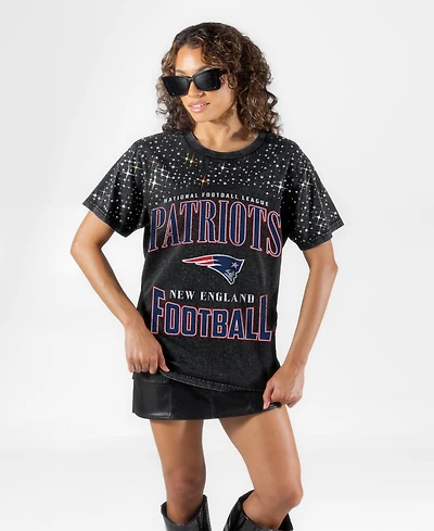Gameday Couture Women's New England Patriots the Zone Washed Micro Rhinestone T-Shirt
