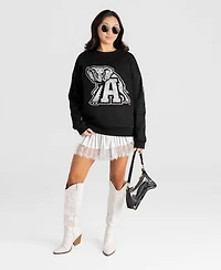 Gameday Couture Women's Alabama Crimson Tide Bold Move Black Label Oversized Distressed Cotton-Blend Sweatshirt