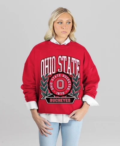 Gameday Couture Women's Ohio State Buckeyes Oversized Fleece Crewneck Sweatshirt