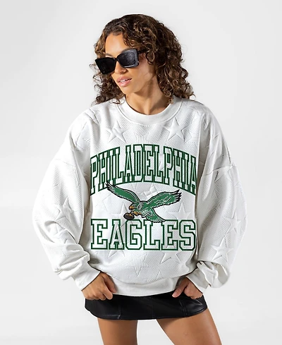 Gameday Couture Women's Philadelphia Eagles Big Play Energy Tonal Star Embossed Oversized Crewneck Sweatshirt