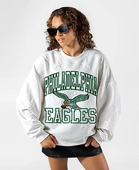 Gameday Couture Women's Philadelphia Eagles Big Play Energy Tonal Star Embossed Oversized Crewneck Sweatshirt