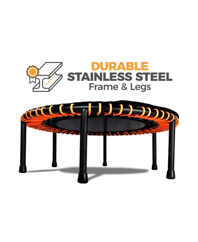 Leaps and Rebounds 40" Mini Fitness Trampoline and Rebounder Gym Equipment, Orange