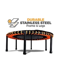 Leaps and Rebounds 40" Mini Fitness Trampoline and Rebounder Gym Equipment, Orange