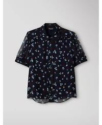 Whistles Women's Viscose Short Sleeve Pintuck Blouse