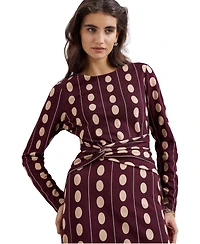 Phase Eight Women's Eugenie Spot Knot-Waist Midi Dress