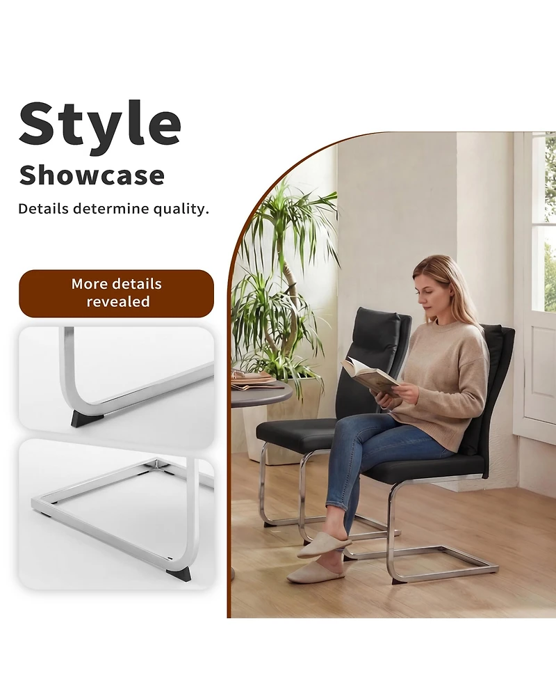Slickblue Modern Dining Chair Set of 2 with Soft Cushion Backrest and Legs