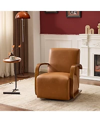 Slickblue Modern Swivel Accent Armchair with Solid Wood Arms for Living Room