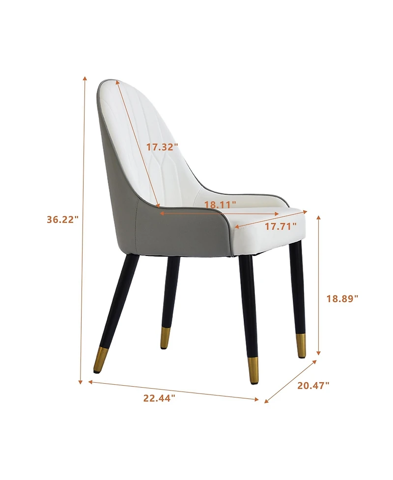 Decksplore Modern Kitchen Dining Chairs Faux Leather Upholstery with Thick Padding and Metal Legs Great for Room or