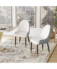 Decksplore Modern Kitchen Dining Chairs Faux Leather Upholstery with Thick Padding and Metal Legs Great for Room or