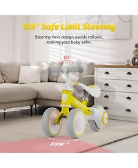 Allobebe Baby Balance Bike 3-Wheel Adjustable Seat Silent Wheels Ride-On, Ages 1-3