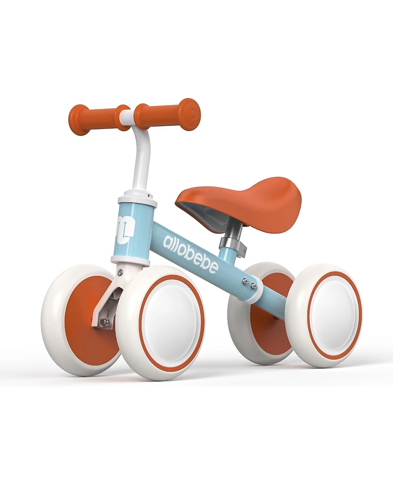 Allobebe Baby Balance Bike, 4-Wheel with Adjustable Seat and Silent Wheels, Ages 1-3