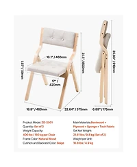 Sugift 2 Piece Bentwood Folding Dining Chair Set with Padded Seat Cushions and 400 Pound Capacity
