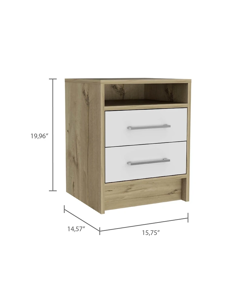 Flynama and Light Oak 2-Drawer Nightstand with Shelf
