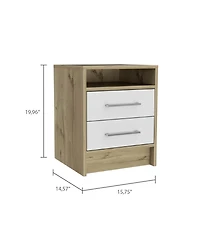 Flynama and Light Oak 2-Drawer Nightstand with Shelf