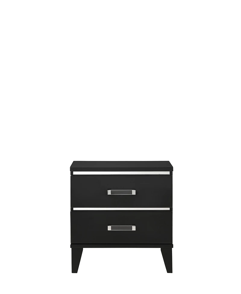Flynama Nightstand with 2 Drawers and Wooden Tapered Legs