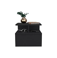 Flynama Wengue Floating Nightstand, Wall-Mounted Single Drawer and Top Shelf Storage Side Table