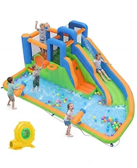 Gymax Inflatable Water Slide Park Kids Inflatable Bounce House with 780W Blower