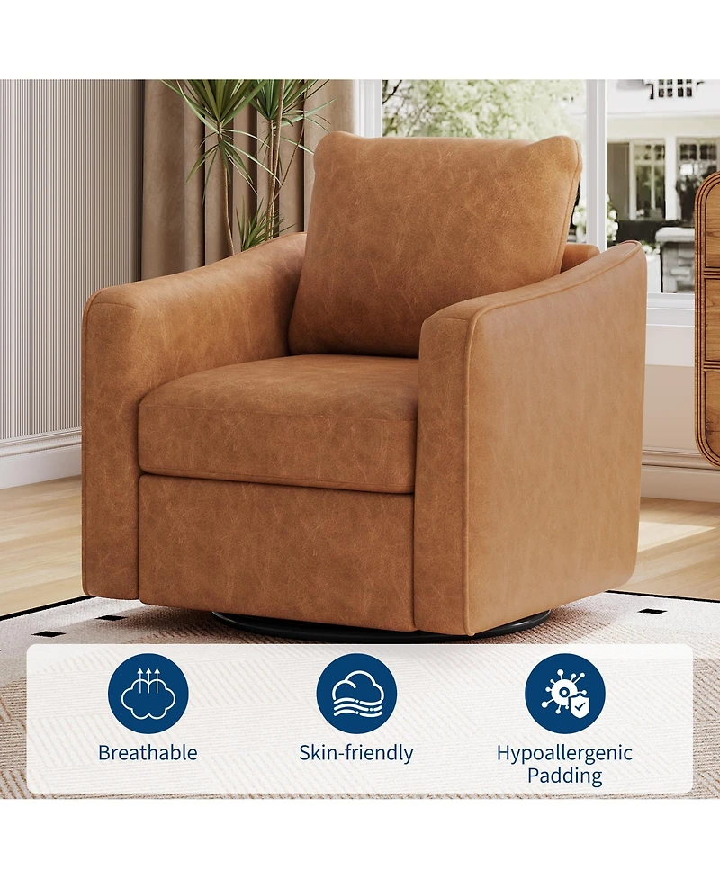 homfan 360 degrees Swivel Accent Chair, Modern Upholstered Armchair with Ergonomic Backrest, Plush Single Sofa for Living Room, Bedroom Office