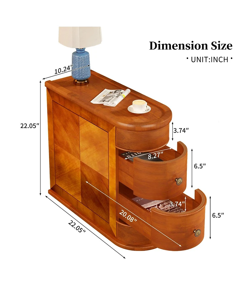Streamdale Furniture Wood End Table with 2 Drawers